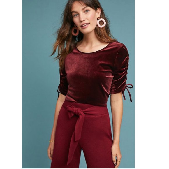 Anthropologie Tops - Anthropologie Moulinette Soeurs Plum Velvet Top S